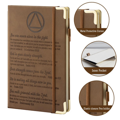 Sober Gifts Sobriety Gifts for Men Women Recovery Leather Journal Notebook 200 Pages A5 Lined with Inner Pocket and Pen AA NA alcoholics anonymous gift Sober Milestone Gift