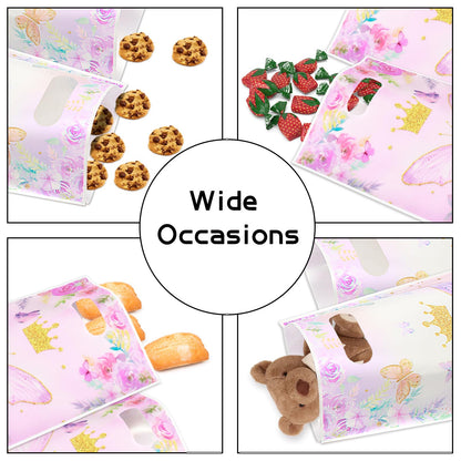 Infankey 50 PCS Butterfly Gift Bags Pink and Purple Butterflies Goodie Bags with gold Plastic Goodie Candy for Butterfly Theme Birthday Party Dessert Decors Party Supplies