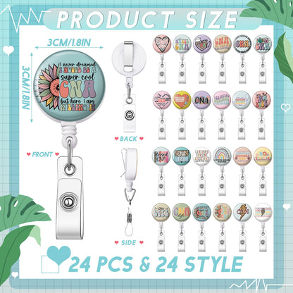 Geyoga 24 Pcs CNA Week Gifts National Nursing Assistants Week Badge Holder Bulk Retractable Badge Reels for Nursing Assistants CNA Student Coworker Women Men Birthday Graduation Appreciation Gift