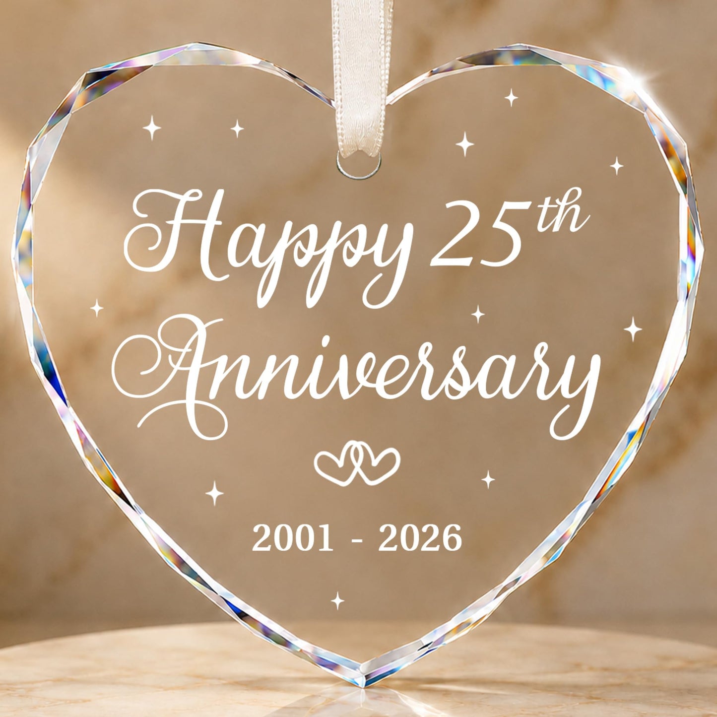 BSQUIELE 25th Anniversary Ornament - Gift for 25th Anniversary - Silver Anniversary - 25th Wedding Ornament - 25 Year of Marriage Gifts for Couple 2026 - Valentine, Birthday Gift for Husband, Wife