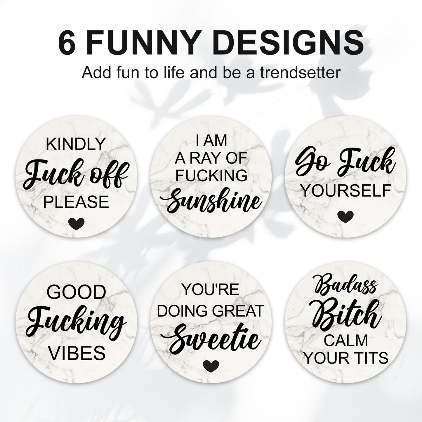 Funny Coasters with Holder Cool Gag Gifts for Adult Women Drink Fun Cup Coaster Set of 6 Coffee Table Bar Decor Unique Modern Coasters Man Cave Accessories Home Housewarming Gift Barsys Coster