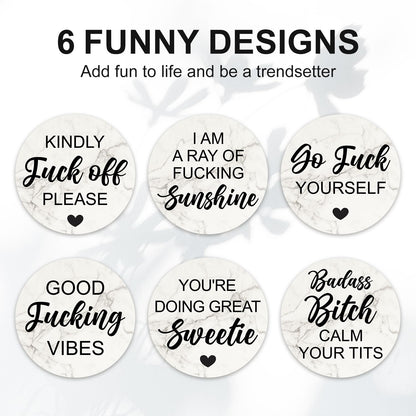 Funny Coasters with Holder Cool Gag Gifts for Adult Women Drink Fun Cup Coaster Set of 6 Coffee Table Bar Decor Unique Modern Coasters Man Cave Accessories Home Housewarming Gift Barsys Coster