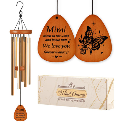 Aurahouse Mimi Gifts, Gifts for Mimi Wind Chimes, Mimi Mothers Day Birthday Gift, Mimi Gift for Grandma Women from Grandkids for Thanksgiving, Valentines Day, Christmas, 25.5"