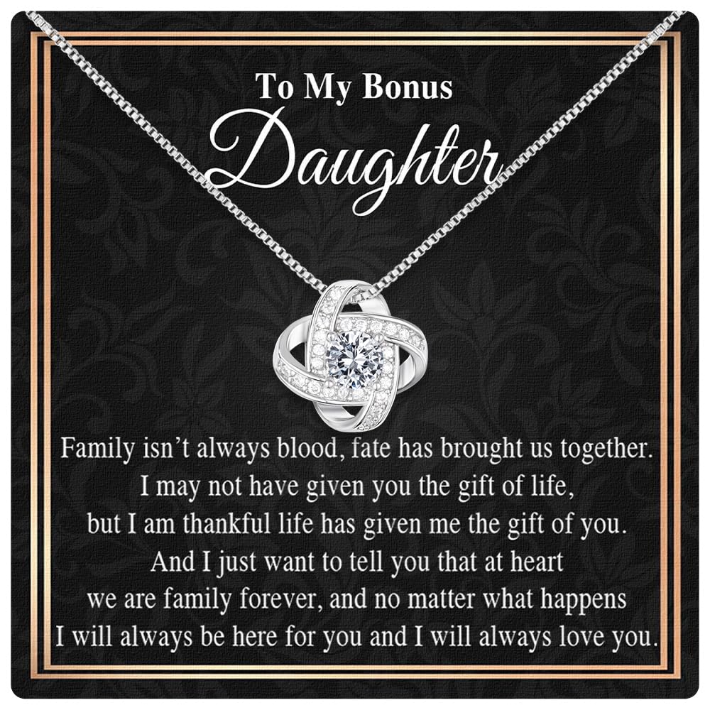 Larvincy Bonus Daughter Gifts from Stepdad Stepmom With Heartfelt Message & Elegant Box - Jewelry Gifts For Stepdaughter, To My Bonus Daughter Necklace On Birthday Graduation Wedding Christmas & More