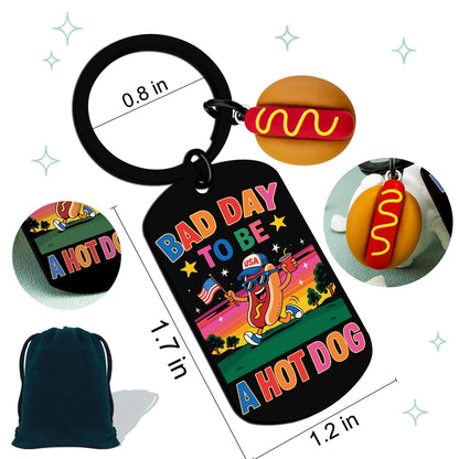 Hot Dog Gifts Funny Hot Dogs Keychain Bag Charm for Women Men Gag Gift 4th Of July Accessories for Children Adult Student Keychain