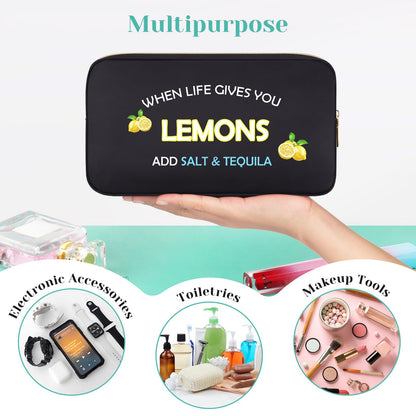 Lemon Gifts Lemon Lover Gift for Women Lemon Makeup Bag Fruit Zipper Pouch Bag Funny Cosmetic Bag Travel Toiletry Bag for Women Fruit Lover Best Friend Bestie Birthday Friendship Christmas