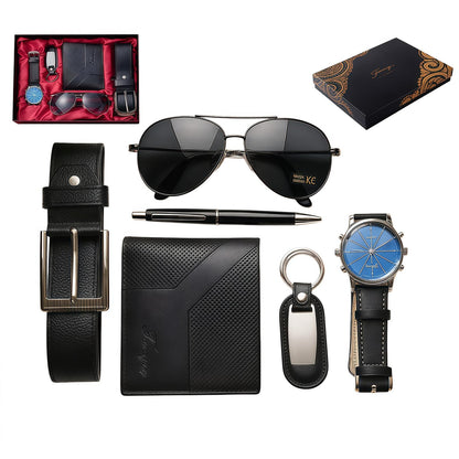 6-Pc Men's Set - Sunglasses, Wallet, Watch, Belt, Pen, Key Ring - For Father's Day, Birthday, Christmas