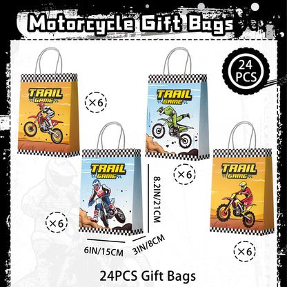 Dirt Bike Party Favor Bags, 24 Pcs Dirt Bike Party Bags Set Motorcycle Themed Party Favor Bags, Dirt Bike Party Gift Treat Bags Goodie Bags for Dirt Bike Birthday Party Decorations
