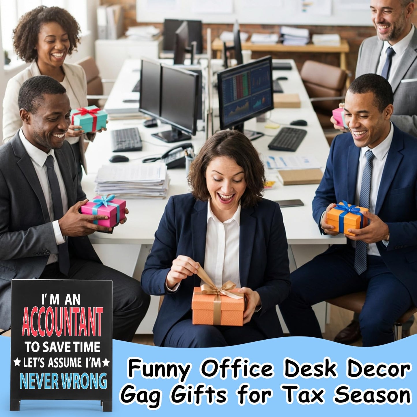 I'm An Accountant to Save Time Never Wrong Funny Acrylic Desk Sign Board Style Office Table Decor Gift for Accountant Coworkers Friends Home Workspace Cubicle Tabletop Desk Decoration for Tax Season