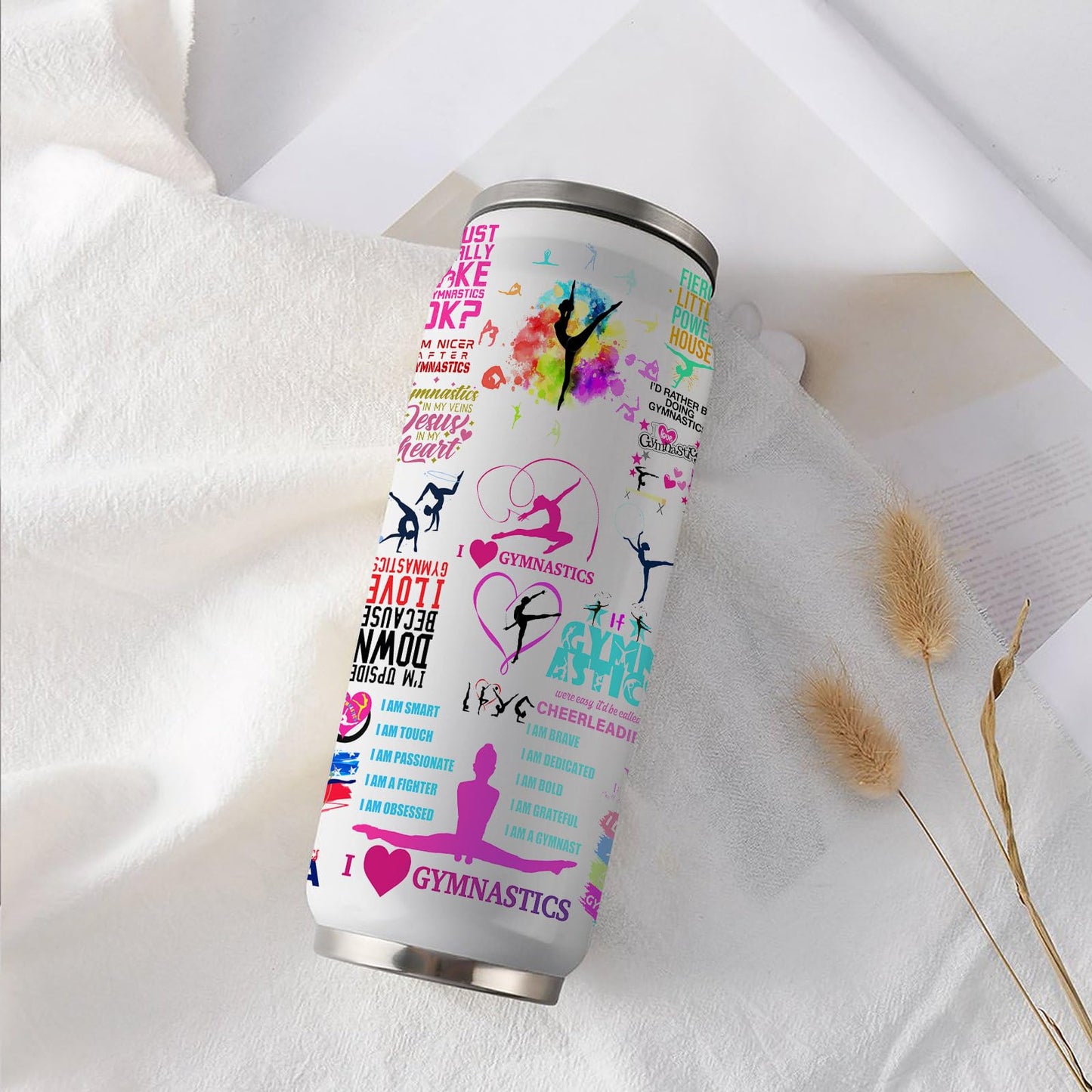 Gymnastics Tumbler Cup With Lid,Gifts For Gymnast Gymnastic Birthday Gift Stainless Steel Vacuum Coffee Mug Cup Gymnastic Gifts For Women Girls 17 Oz