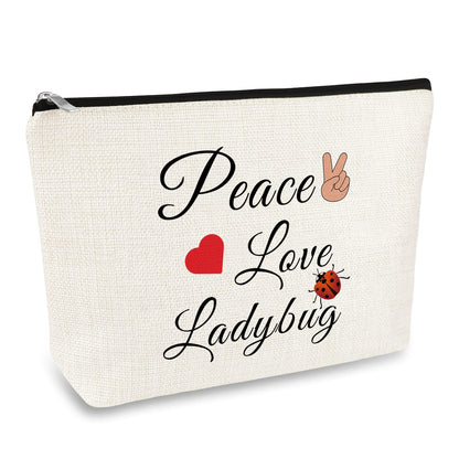 Ladybug Lover Gift Ladybug Makeup Bag for Women Good Luck Ladybug Gift Lady Bug Gift Cosmetic Bag Inspirational Gift Motivation Gift for Girl Birthday Christmas Gift for Friend Daughter Sister