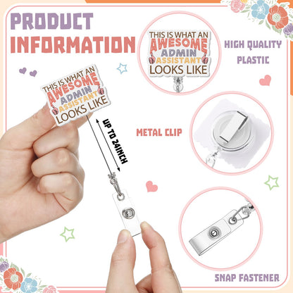 12 Pcs Administrative Professional Day Gifts Administrative Assistant Badge Reel Admin Assistant Appreciation Gift Badge Holder Retractable for Executive Office Manager Secretary Employee Coworker