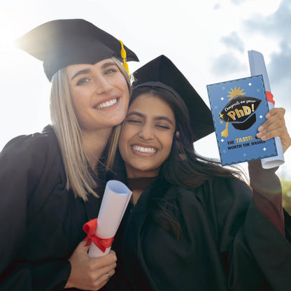 FLYAB Phd Graduation Gift - 5.5"x8" Phd Graduation Card with Envelope Gold Foil Design The Tassel Was Worth The Hassle Congrats Grad Card for Her Him Men Women Daughter Son Granddaughter Grandson