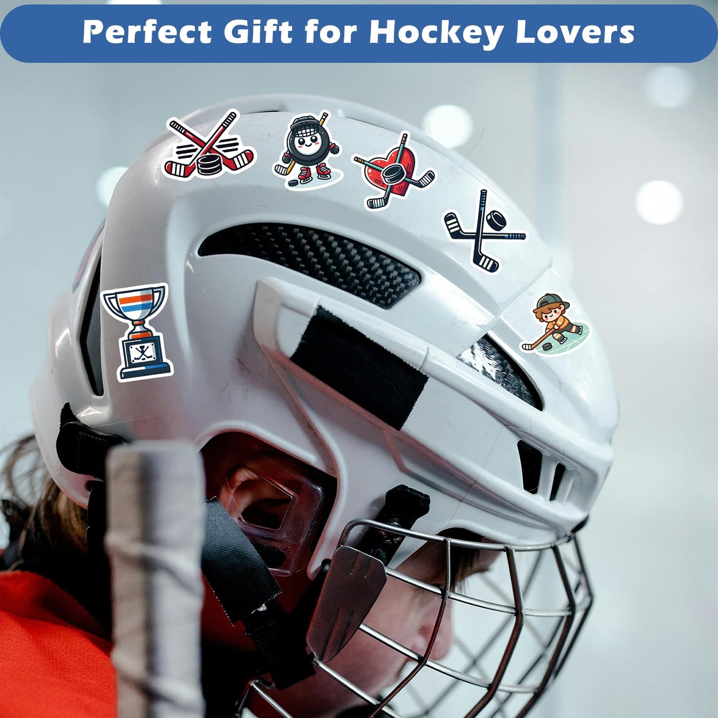 100 Pcs Hockey Stickers,Hockey Party Favors,Hockey Gifts for Boys 8-12,Waterproof Vinyl Stickers for Water Bottle Helmet Laptop Computer Skateboard