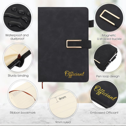 Hoolerry Officiant Book with Black Ink Pen 5.7 x 8.2 Inch Hardcover Wedding Journal Notebook with 200 Pages Officiant Gift Pastor Gift for Church Wedding Sermon Minister(Black)