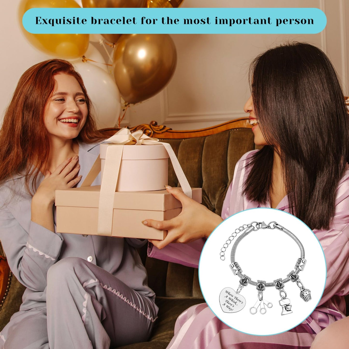Mxrymvu Baking Gift for Women Bracelet Baking Lover Gift Bakers Themed Accessories Gifts for Culinary Student Inspirational Gifts for Bakers Christmas Birthday Graduation Present Jewelry