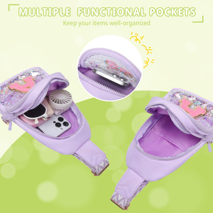 I IHAYNER Clear Initial Sling Bag for Gilrs Crossbody Bag Waist Pack Personalized Gifts for 4 5 6 7 8 9 10 11 12 13 Year Old Girls Purse for Birthday Mothers Day Gifts for Daughter Sister （Purple-A）