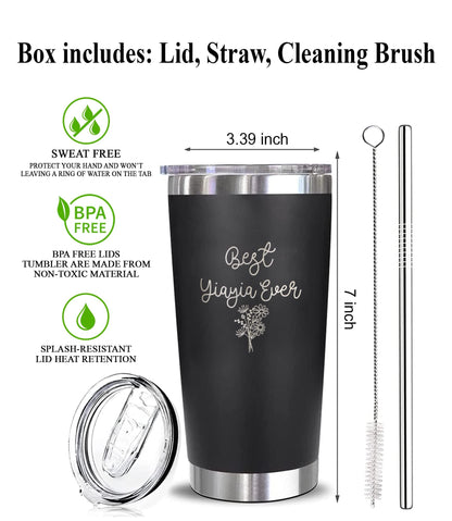 Best Yiayia Ever Tumbler - Floral Yiayia Mug - Yiayia Mug - Gift For Yiayia - Mother's Day Gift - Yiayia Coffee Mug - Stainless Steel Tumbler 20Oz