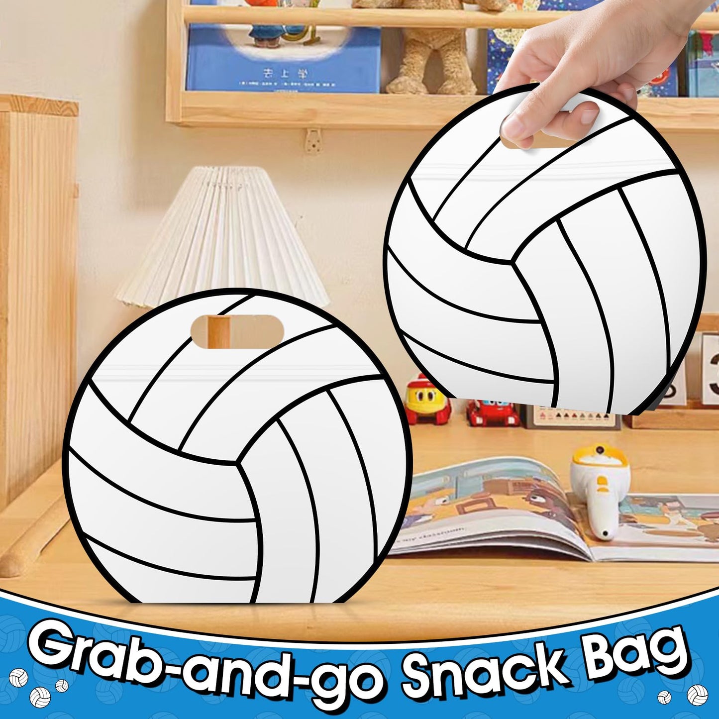 AKAIXI 24pcs Volleyball Gift Bags with Handles Reusable Sealed Snack Bags, Stand-up Bottom Treat Bags for Volleyball Coach Sport Team and Volleyball Mom, Party Favor Birthday Gifts Supplies