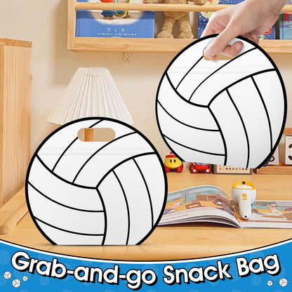 AKAIXI 24pcs Volleyball Gift Bags with Handles Reusable Sealed Snack Bags, Stand-up Bottom Treat Bags for Volleyball Coach Sport Team and Volleyball Mom, Party Favor Birthday Gifts Supplies