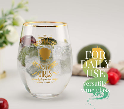 Onebttl Jane Austen Gifts for Women, 18oz Stemless Wine Glasses, Perfect for Pride & Prejudice Book Lovers for Birthday, Christmas