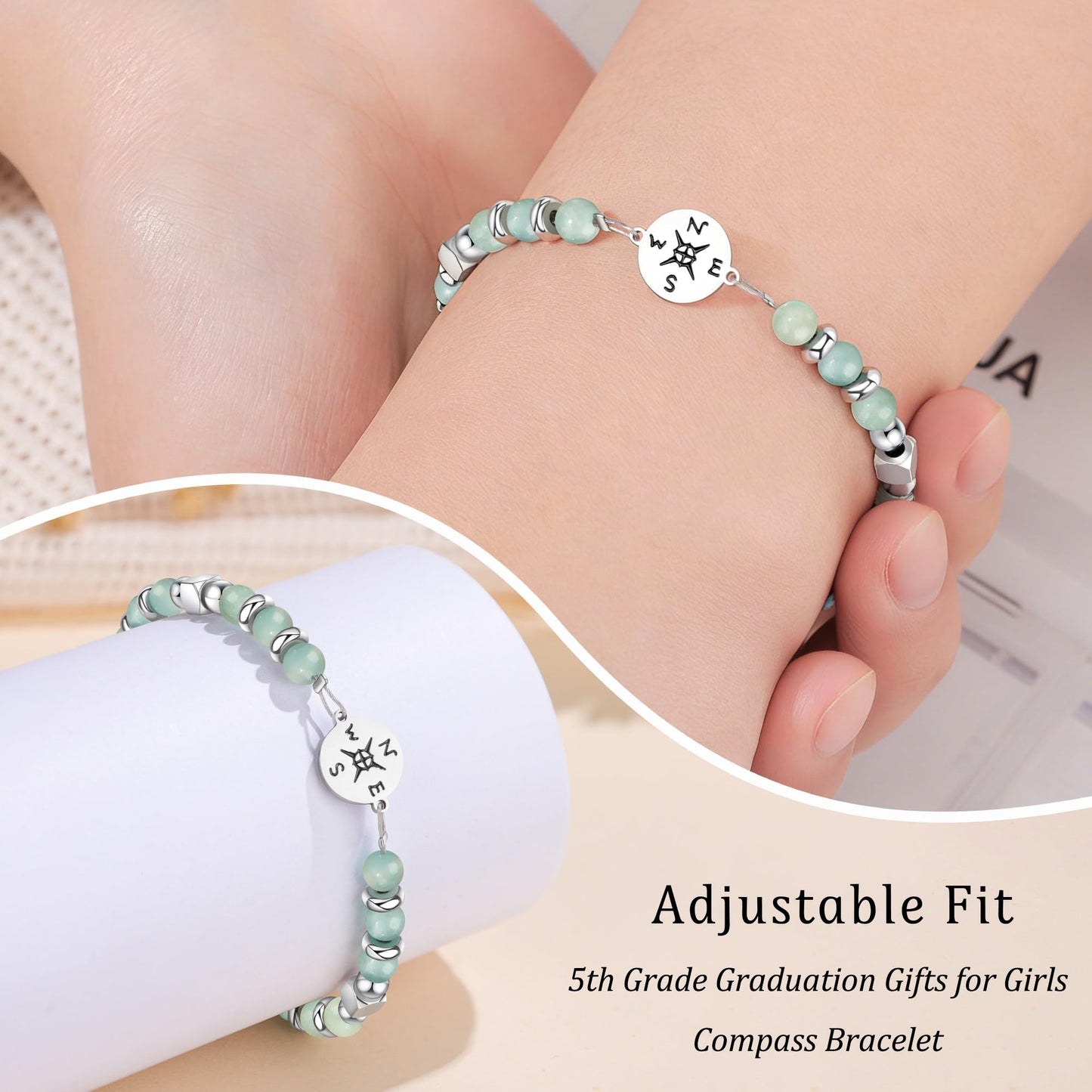 JoycuFF Graduation Gifts for Her Class of 2026 College High School 5th 8th Grade Preschool College Middle School Teen Girls Graduation Gifts The Adventure Begins Compass Bracelets for Women