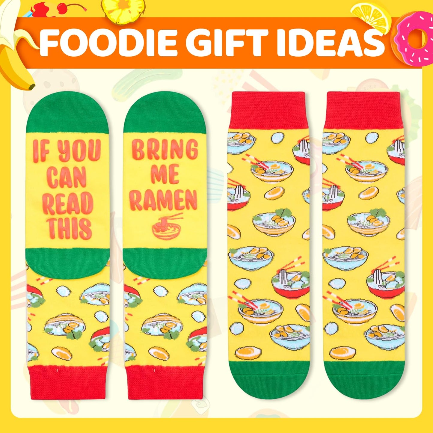 HAPPYPOP Food Socks for Kids - Hot Dog Ramen Gifts for Boys Girls, Taco Popcorn Socks