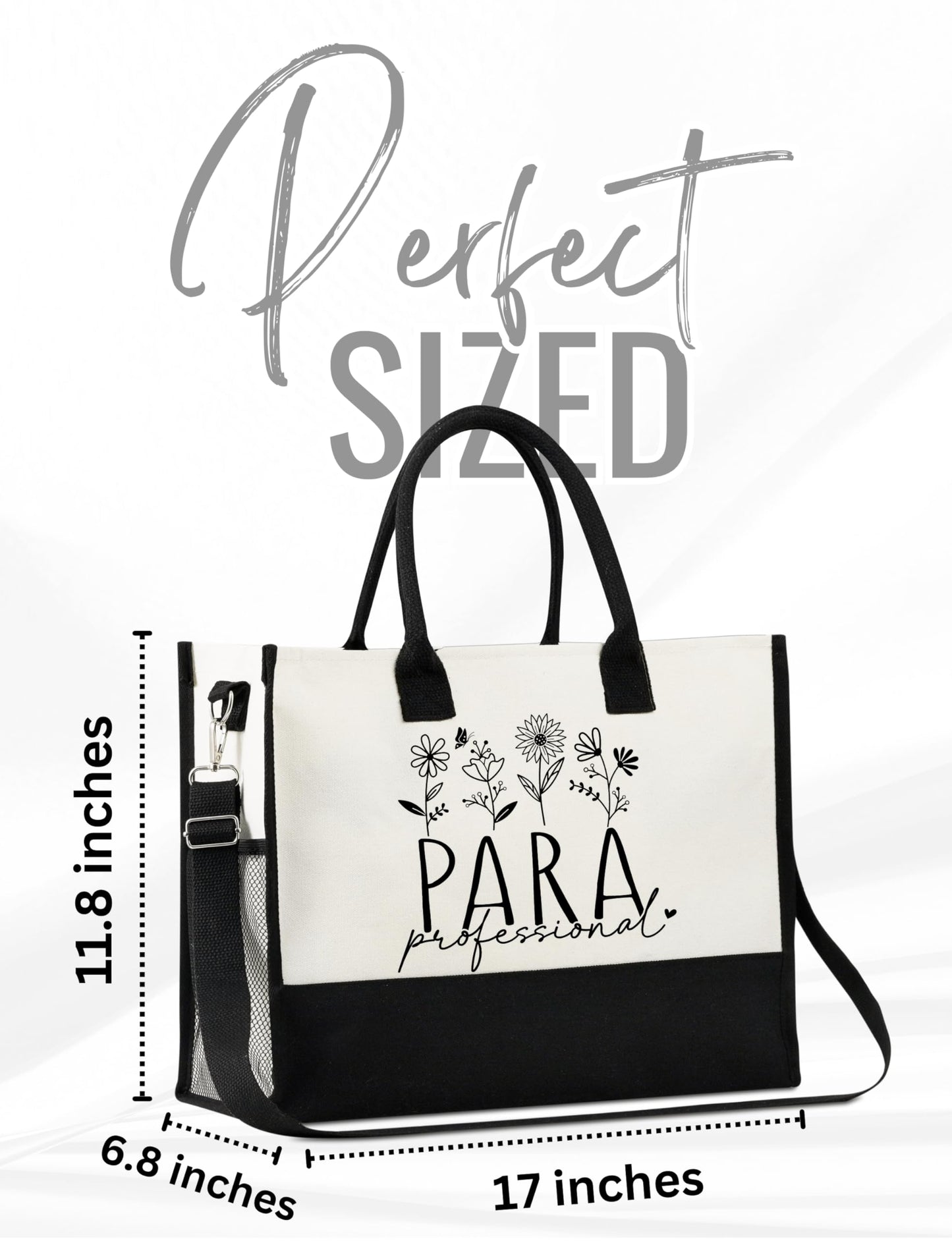 InnoBeta Paraprofessional Gifts for Women Canvas Tote Bag on Paraprofessional Appreciation Day, Tote with Top Zipper Closure and Shoulder Strap