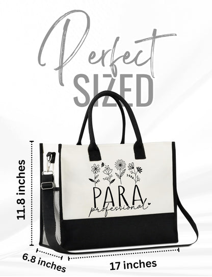 InnoBeta Paraprofessional Gifts for Women Canvas Tote Bag on Paraprofessional Appreciation Day, Tote with Top Zipper Closure and Shoulder Strap