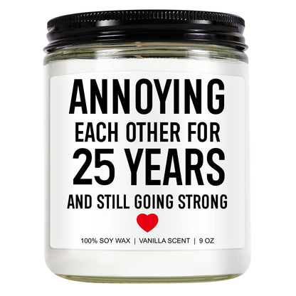 Younift Funny Scented Candle, 25th Anniversary, Gifts for Couple, 25th Wedding Anniversary Decorations, 25 Year Silver Anniv. Gifts for Husband, Wife, Him, Her, Women, Men, Friends, Parents