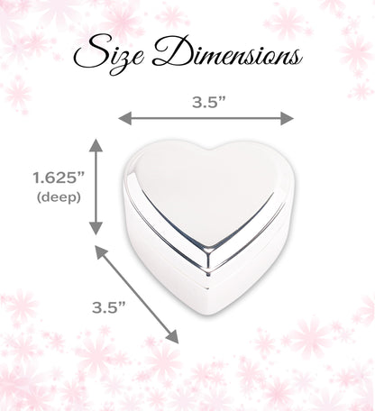 Cherished Moments Personalized Heart Jewelry Keepsake Box with Custom Engraved Cross and Name for Baby Baptism Gift for Girls, Silver Toned