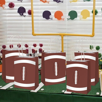 Hxezoc 12 Pieces Football Gift Bags with Handle, Paper Treat Candy Bag Sport Favor Bags for Football Theme Birthday Party Decoration Supplies