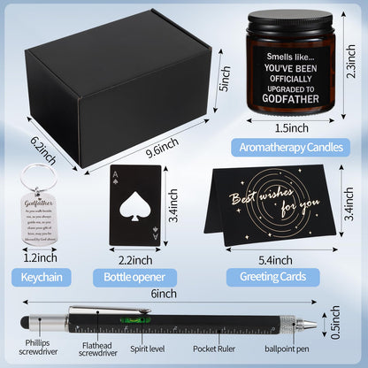 SAIWEILAI ONLINE 9 Pieces Godfather Gift Set Best Godfather Gifts for Men with Tumbler Mens Socks Mens Baseball Cap Key Chain Card for God Father Uncle for Christmas, Birthday