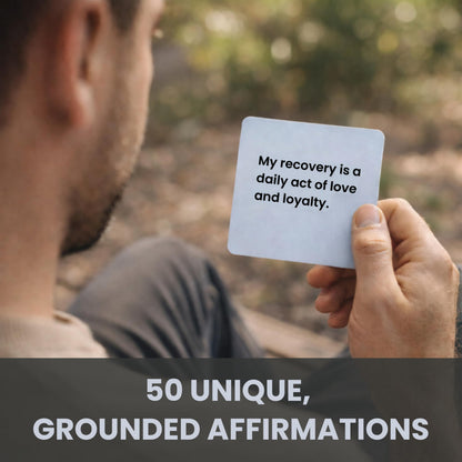 Touchstone Sobriety Affirmation Cards – 50 Daily Affirmation Cards with Display Stand & Magnetic Gift Box, Sobriety Gifts for Men, Addiction Recovery Gifts, 1 Year Sober Gift Ideas