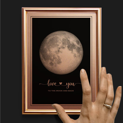 IGREAN I Love You to the Moon and Back - Bronze Moon Print in Frame, Great Gift for Special Occasion, Engagement, Wedding, Anniversary, Mother 's Day Gift