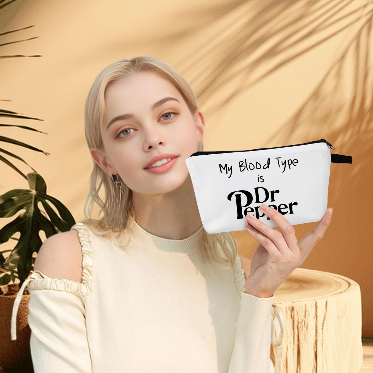 My Blood Type is Dr P Letter Print Women Makeup Bag Travel Cosmetic Organizer Bag Small Zipper Toiletry Bag Birthday Gift for who loves Dr P
