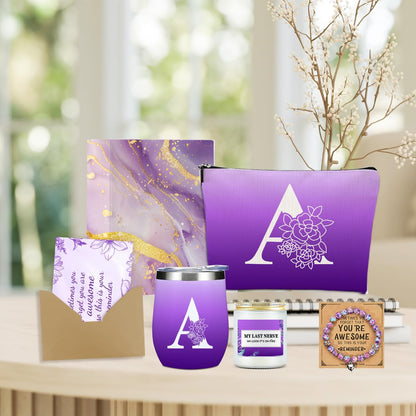 Initial A Monogrammed Gifts for Women Personalized Gifts for Women Mom Bestie Girl Wife Bridesmaid Bride Teacher Christmas Appreciation Bachelor Party Wedding Wedding Birthday Gift Basket Set