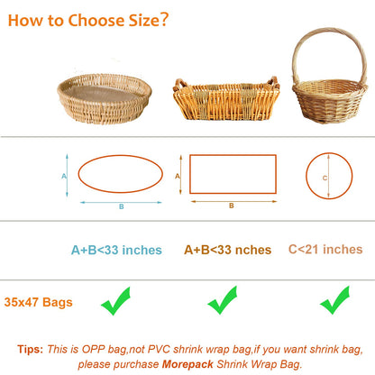 Morepack Extra Large Cellophane Bags,35x47 Inch Big Clear Basket Bags 10 Pcs Jumbo Cellophane/Cello Wrap for Gift Baskets