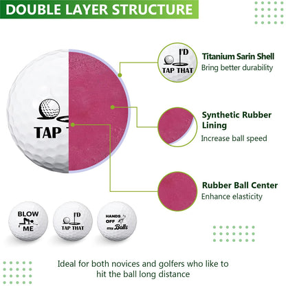 Threan 3 Pcs Golf Ball Gift Set Funny Novelty Golfer Present for Men Birthday Dad Golfing Fan One Standard Size Unit