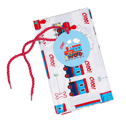 WRAPAHOLIC 56" Extra Large Train Birthday Plastic Gift Bag - Vintage Trains Tracks Jumbo Bike Bag Gift Wrap for Kids Boys Girls Birthday, Baby Shower - 56" H x 36" W