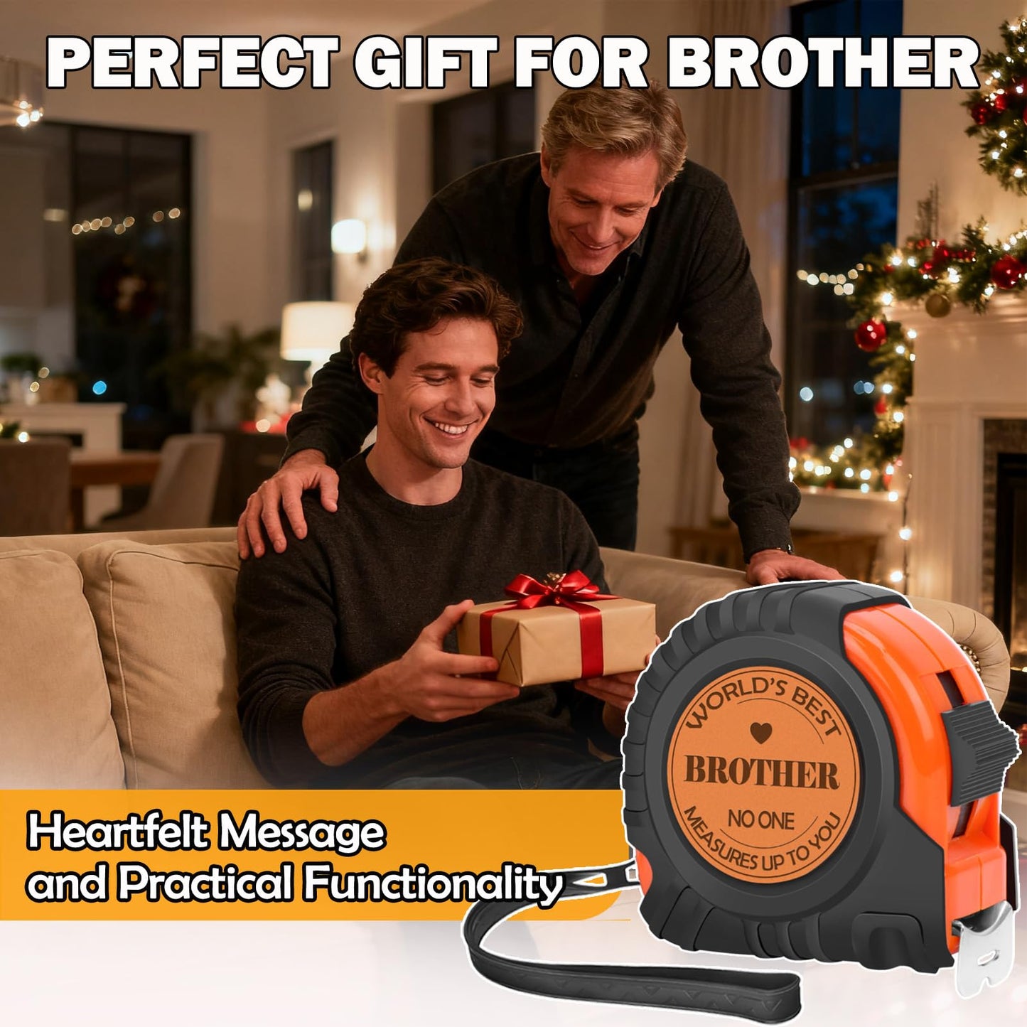 Gifts for Brother, Gifts for Men Genuine Leather Engraveda 25 FT Tape Measure, Stocking Stuffers for Men Brother Gift from Sister Best Gifts for Adult Brothers