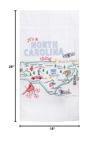 KayDeeDesigns 2 Piece Kay Dee Home State of North Carolina Embroidered Kitchen Towel Bundle, Multicolored