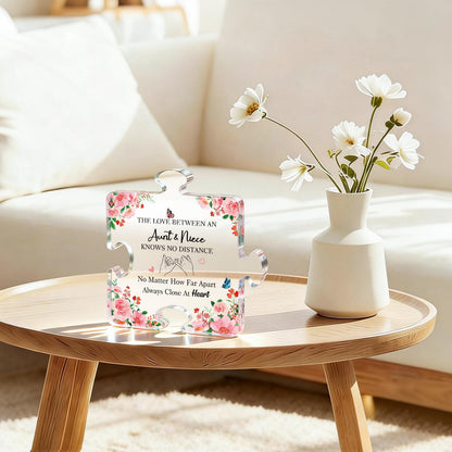 Gifts for Aunt: Aunt Birthday Gifts from Niece Nephew, Christmas Gifts for Her Women, Acrylic Puzzle Plaque 3.9 x 3.3Inch Decorative Sign