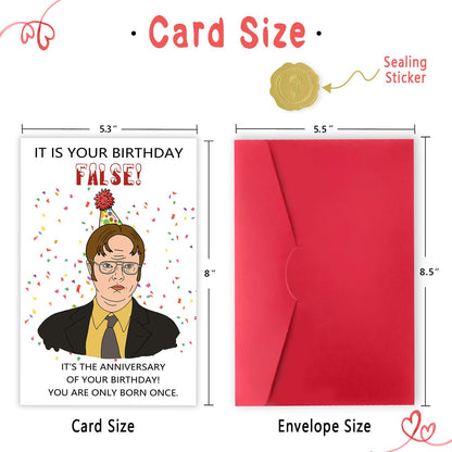 Funny The Office Birthday Card for Men Him, Dwight Schrute Birthday Card, Hilarious The Office Birthday Decorations Gifts for Friend Boyfriend, It is Your Birthday False