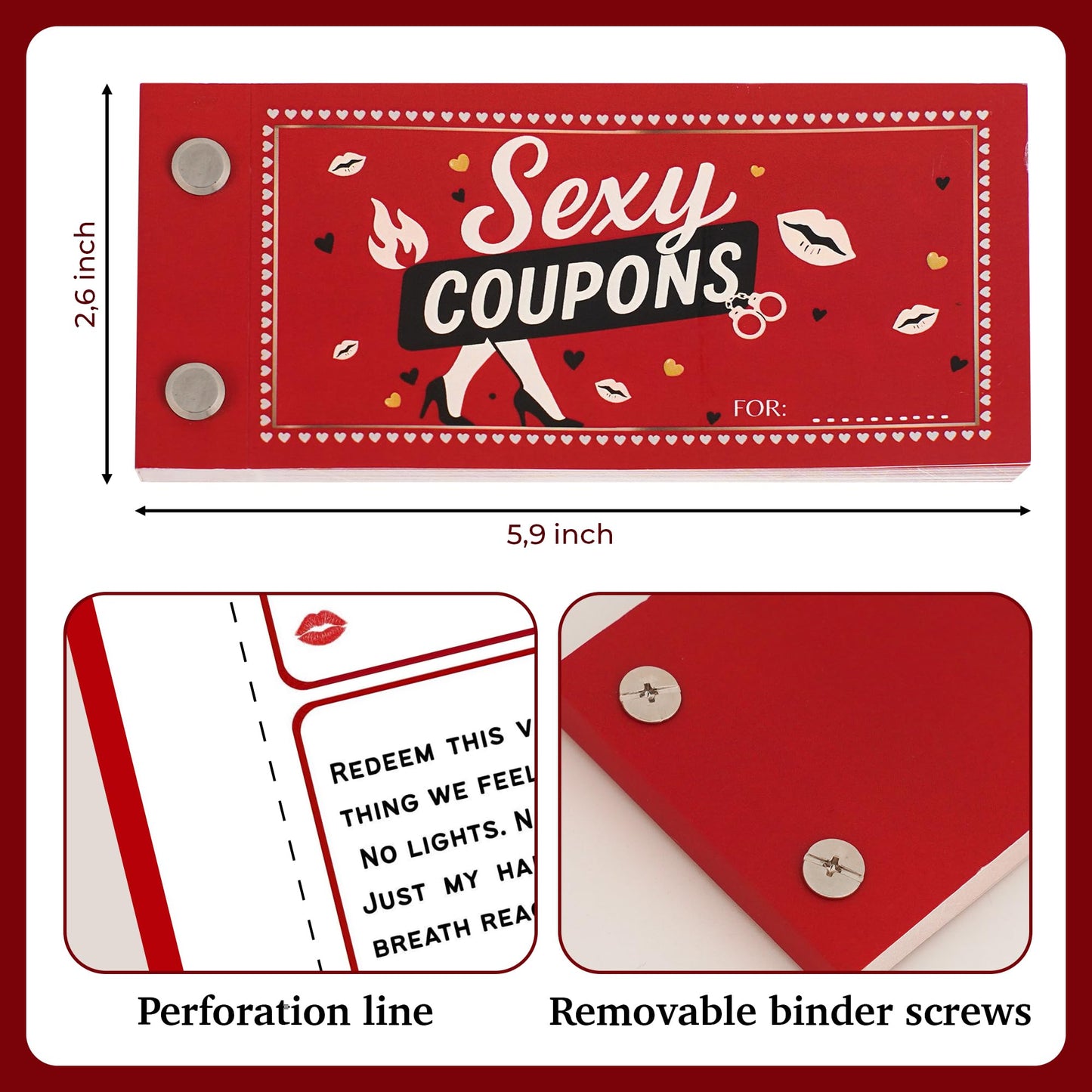 Sexy Coupon Book For Him - 31 Coupons, Spicy Gifts For Him, Boyfriend, Husband, Fiance, Naughty, Fun, Intimate Gifts For Him, Adults, Sexy Time Stocking Stuffers, Date Night Ideas For Couple