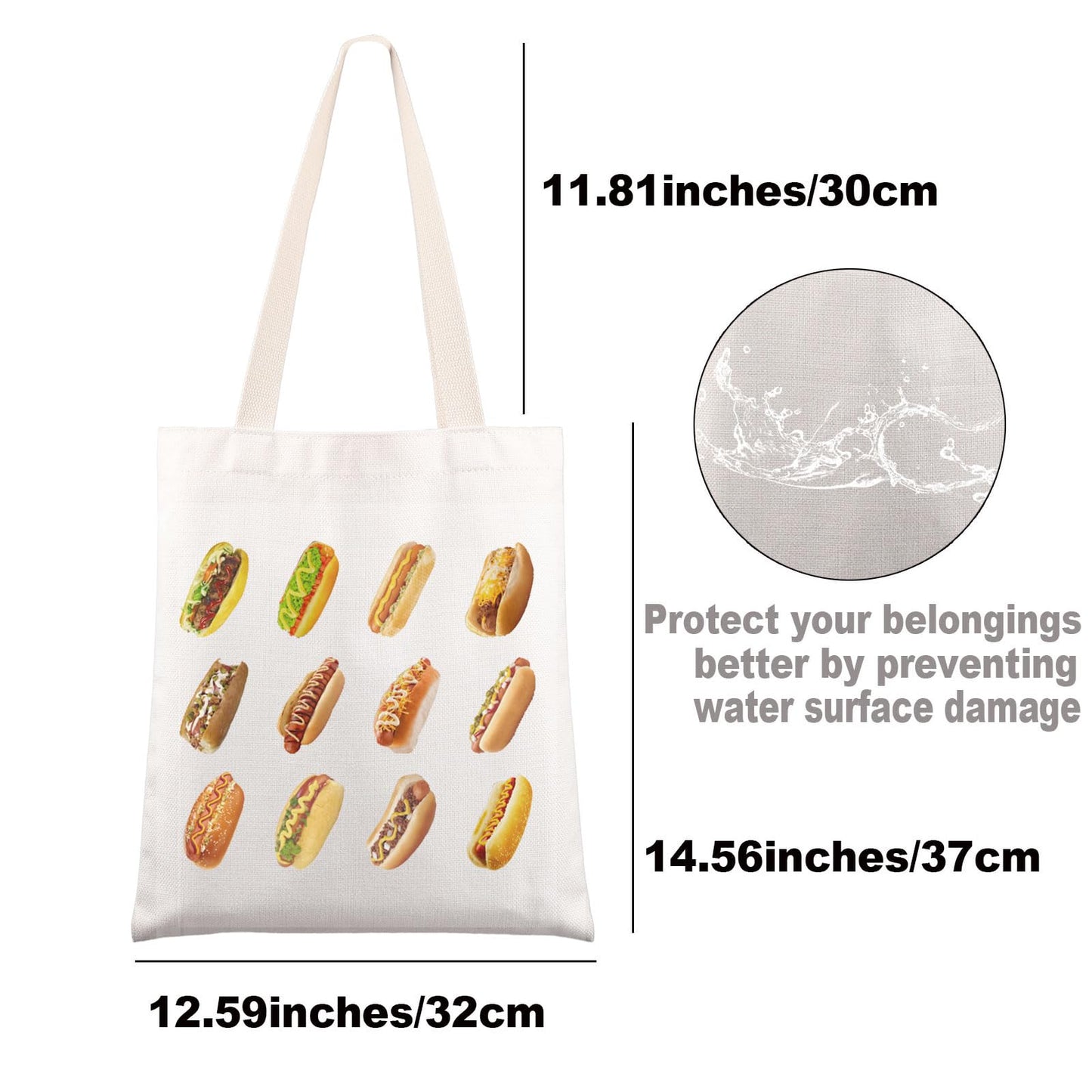 JNIAP Hot Dog Tote Bag Hot Dog Lover Gifts Hot Dog Shoulder Bag Hot Dog BunLover Hot Dog Squad Gifts