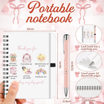 Kosiz 5 Pcs Dance Teacher Gifts for Women, Cosmetic Bag, Canvas Bag, Coil Notebook, Ballpoint Pen and Keychain Inspirational Gift for Office School Graduation Teacher Coworker Christmas(B)