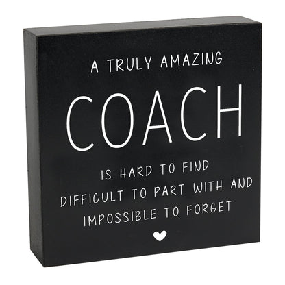 Coach Gifts Wooden Box Sign, Coach Going Away Gift for Men Women, Appreciation Gifts for Best Coach Baseball Gymnastics Track Softball Desk Table Decor, Appreciation Gift Thank You Gifts