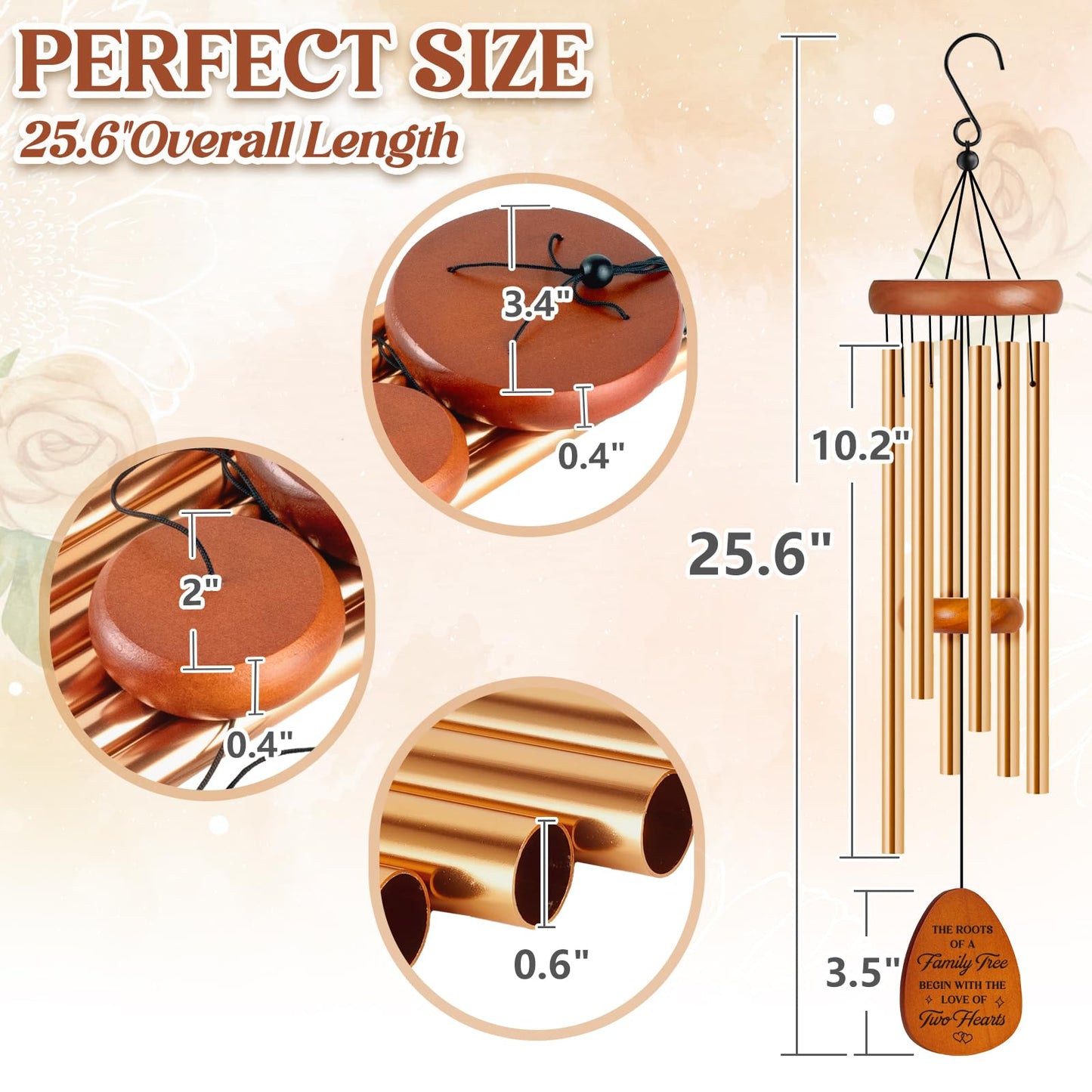 50th Anniverasry Wedding Gifts Wind Chimes, Anniversary Golden Gift for Couple, Wife, Husband, Romantic 50 Years Presents for Parents, Friends, Grandparents, Windchimes Decorations