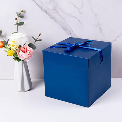 Elephant-package Medium Gift Box with Lids, Ribbon and Paper Filler, for Men Boys Birthday, Father's Day, Bridal Shower, Wedding, Baby Shower - Collapsible, 8.7", 1 Pack, Royal Blue